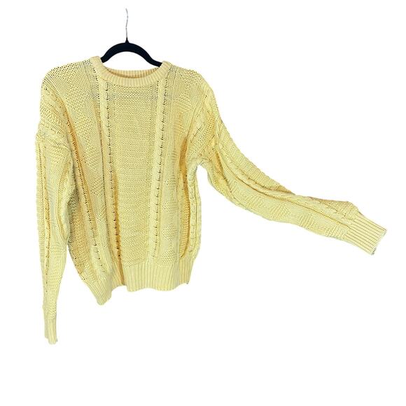 Vintage Peterborough Row mens Yellow Cotton Cable Knit Sweater M Hong Kong - Picture 1 of 6